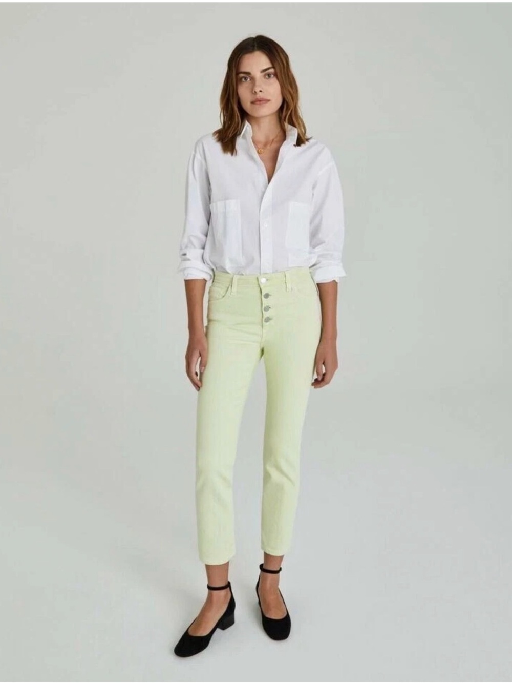 AG Adriano Goldschmied The Isabel Button-Up High-Rise Straight Crop